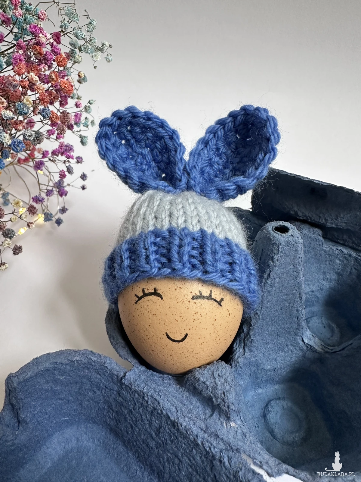 Czapeczka z uszami zająca na jajka wielkanocne - 1 szt.